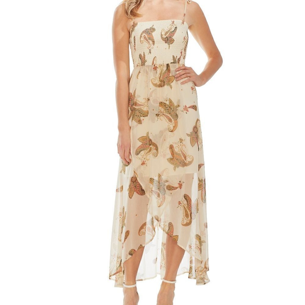 Vince Camuto Women's S Small Fit & Flare Dress Chiffon Smocked Bodice
